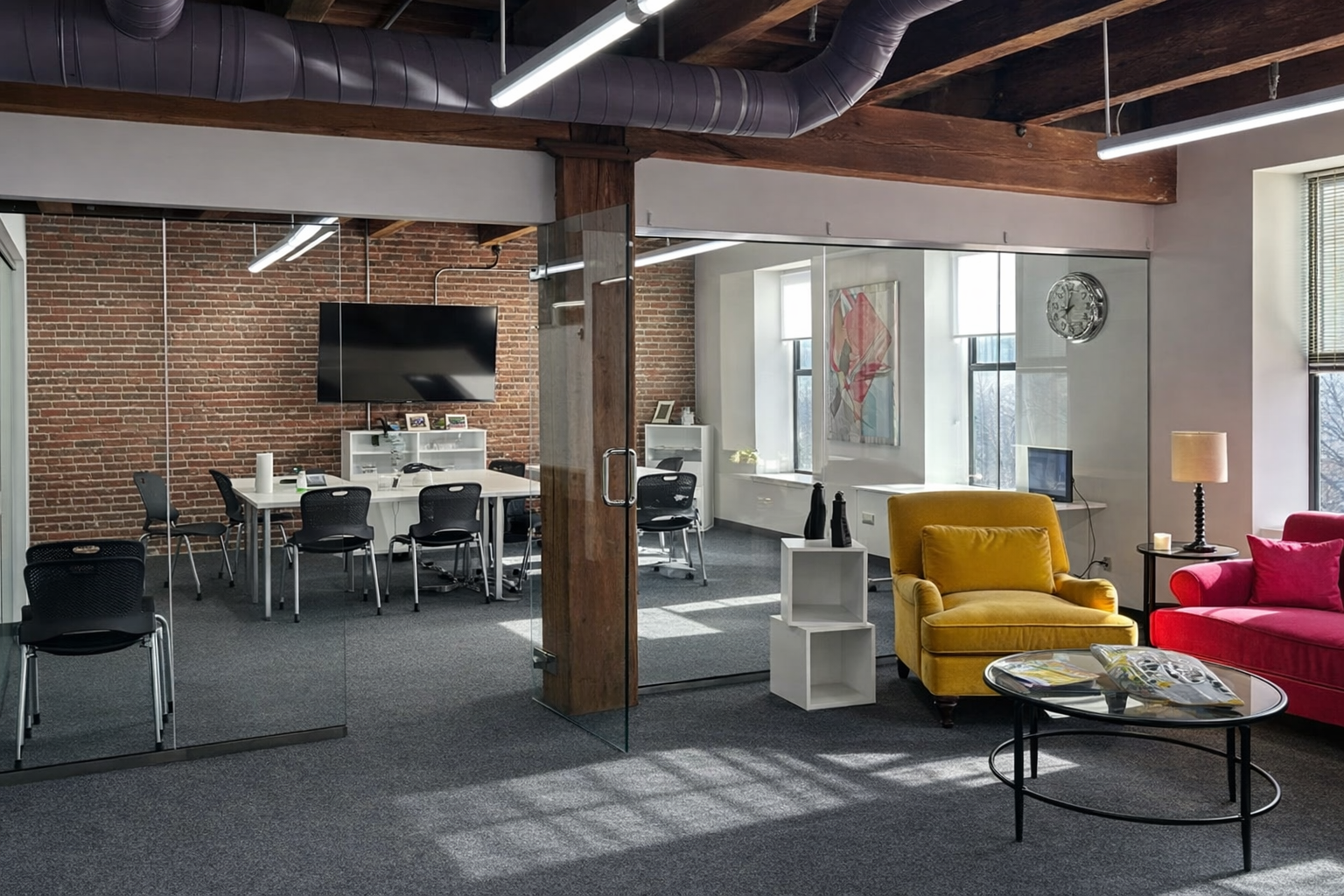 Vibrant Exposed Brick Office in Seaport