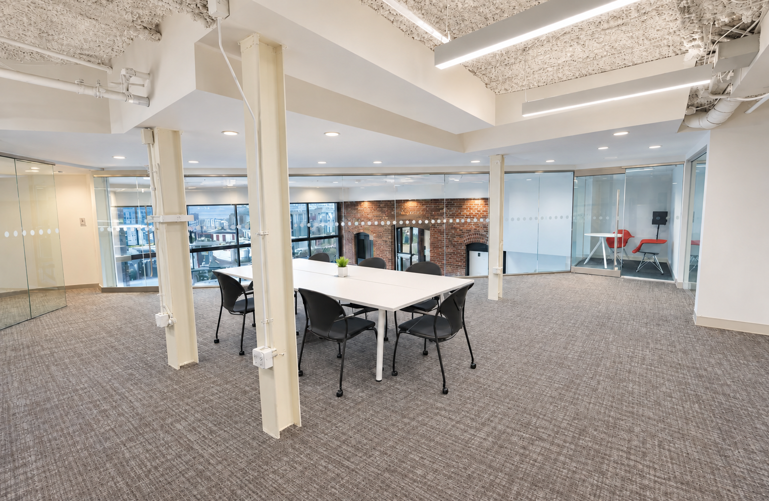 Modern Workspace with White Brick in Vibrant Seaport