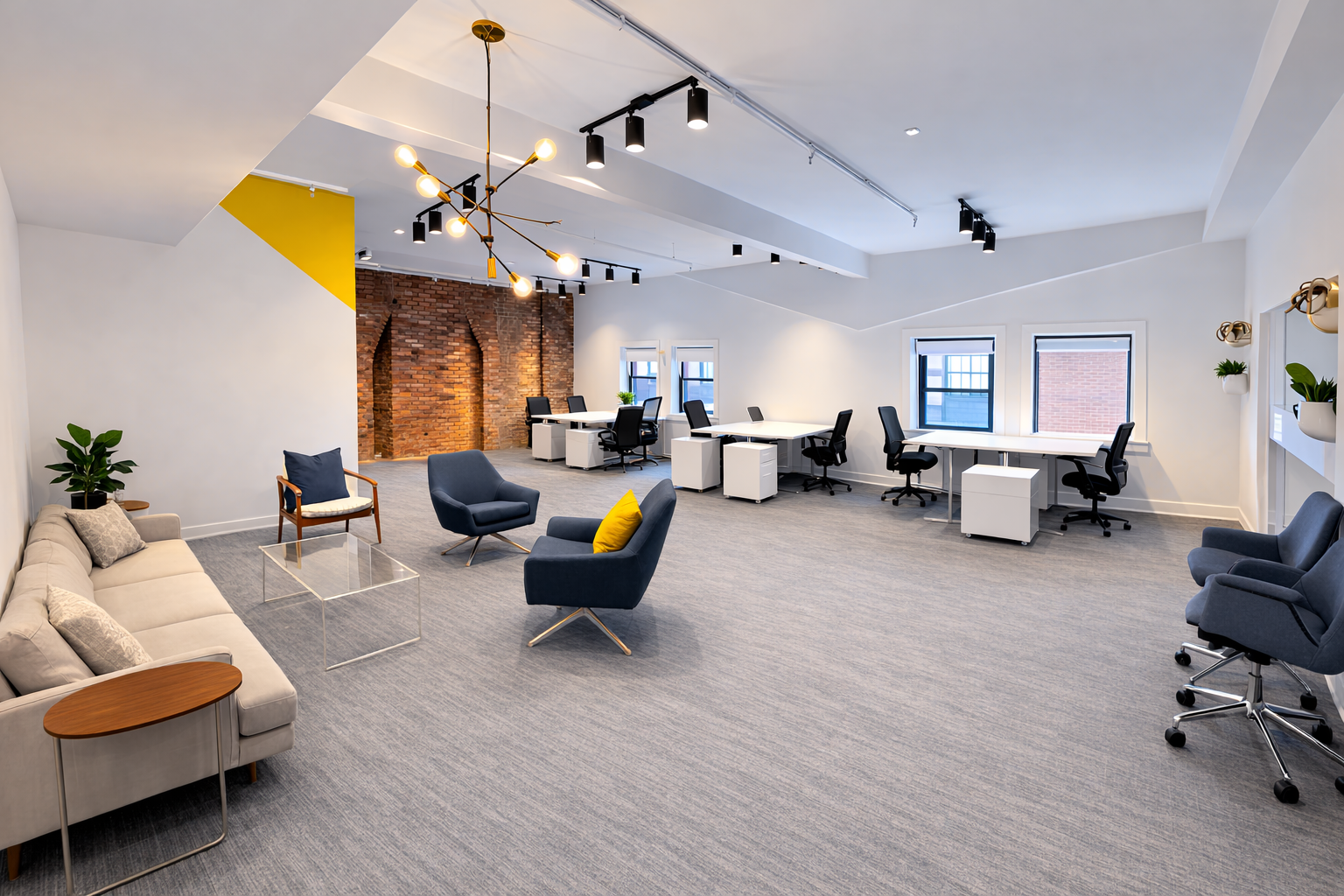 Modern Brick Office with Natural Light in Downtown