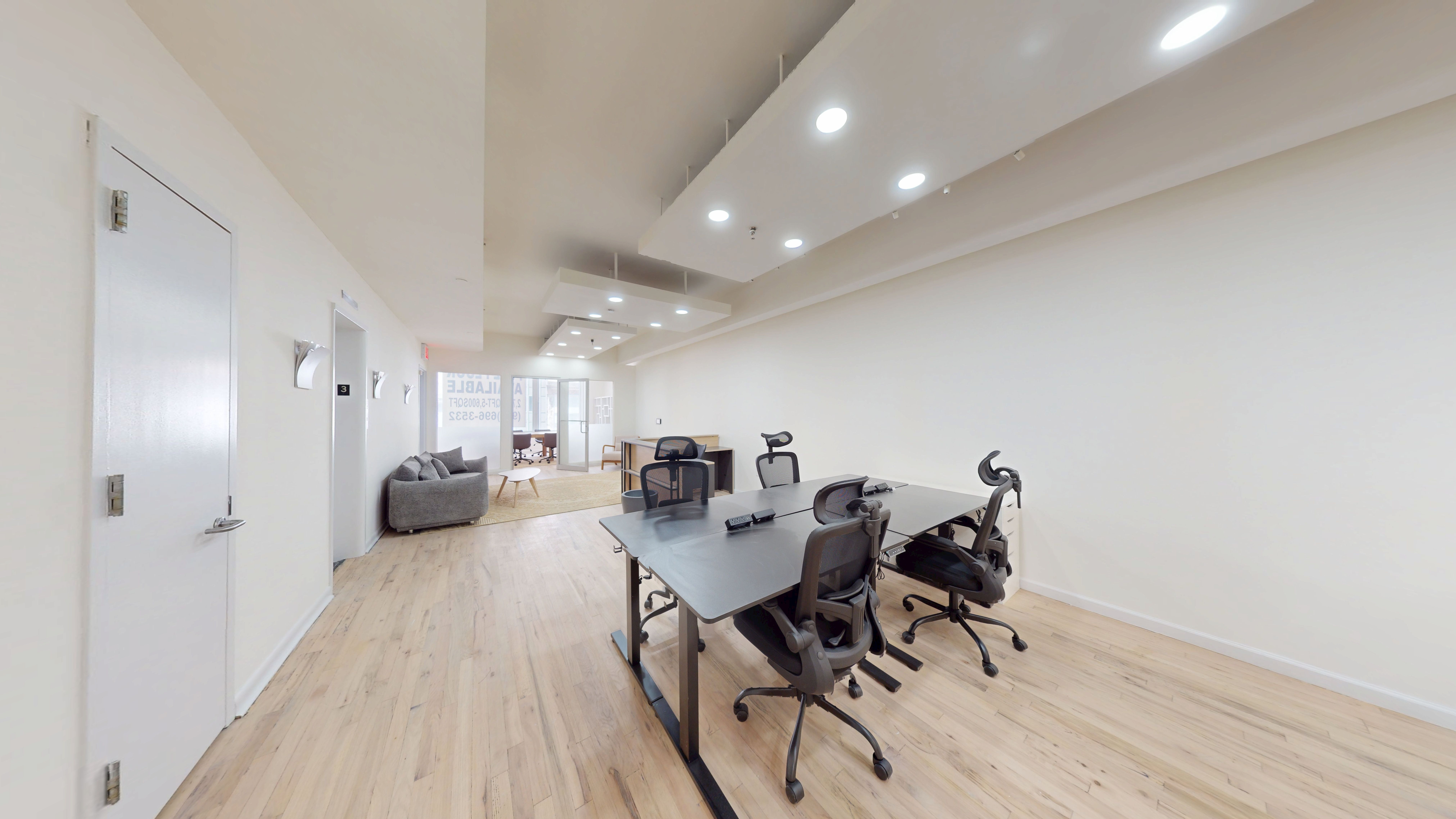 Bright Midtown Office with High Ceilings and Kitchen