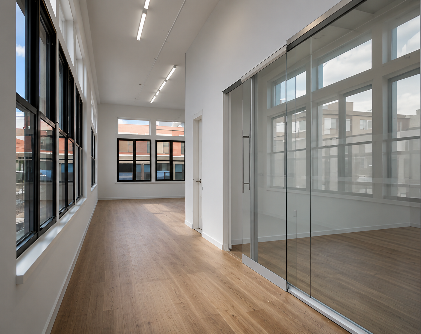 Glass Panel Office with Open Layout in South Boston Center