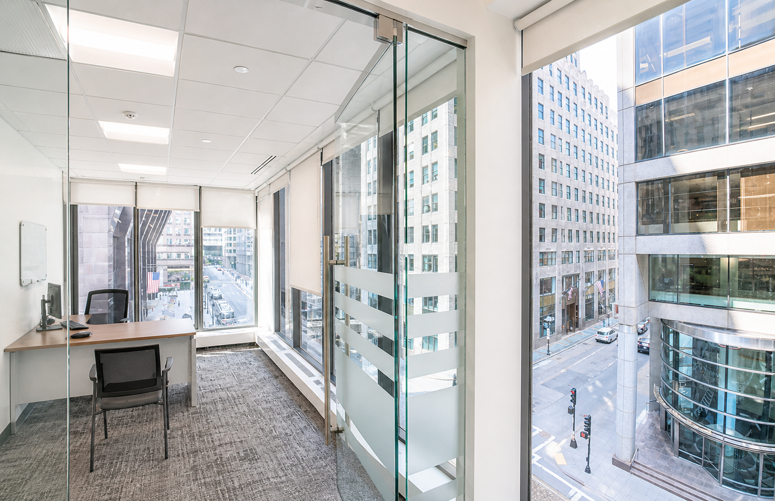 Modern Workspace with Views of Boston's Downtown Core